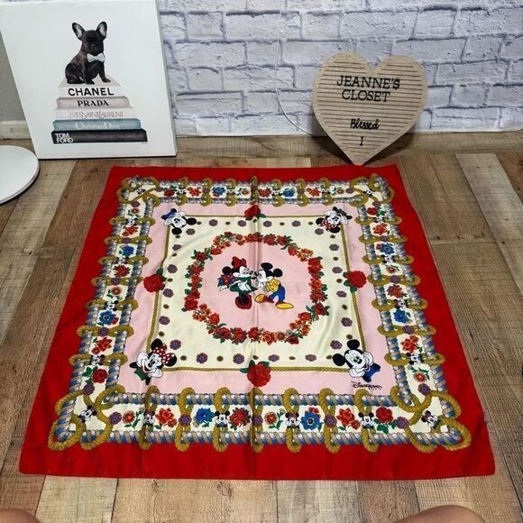 Disney Accessories - DISNEY PARKS PARIS SCARF 35" x 33” Disneyland Mickey Minnie Ropes Floral